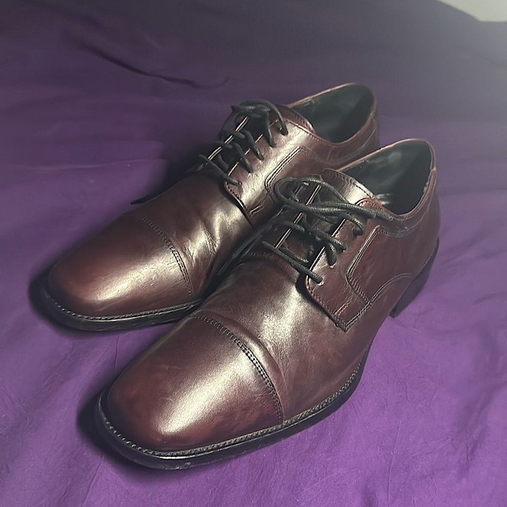 Johnston & Murphy Oxblood Leather Cap Toe Derbys